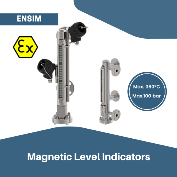 Ensim Magnetic level bypass indicator float flaps indicating rail ex proof dxELG