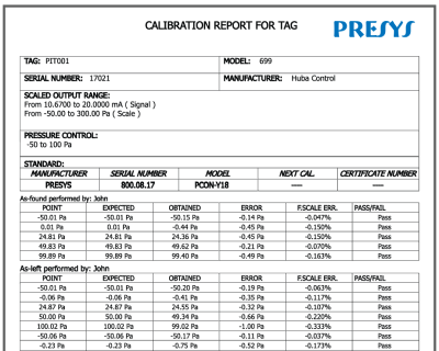 pressurecalreport