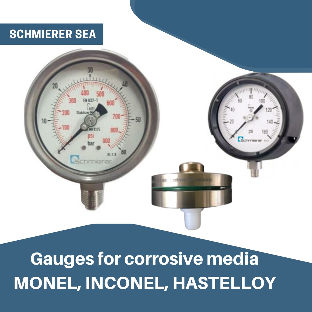 SSEA Pressure Gauge with Stabilizer Movement SRU25 for corrosive aggressive process media