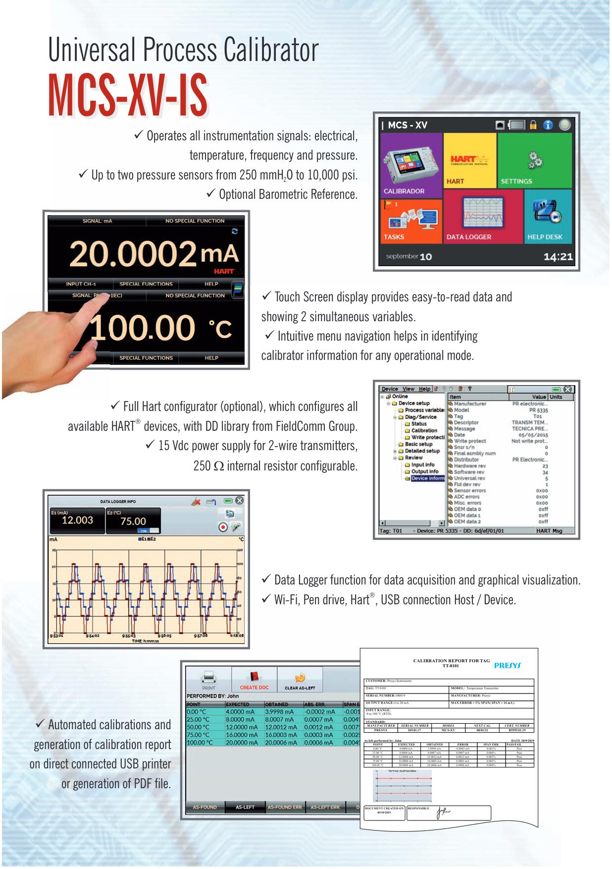 MCS XV IS 2 multifunctional calibrator intrinsically safe